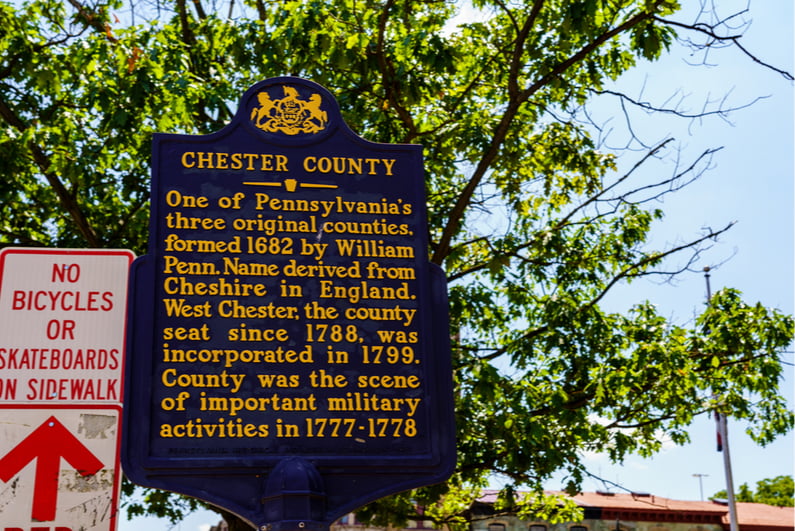 Chester County PA historical marker