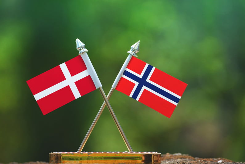 Norway and Denmark flags