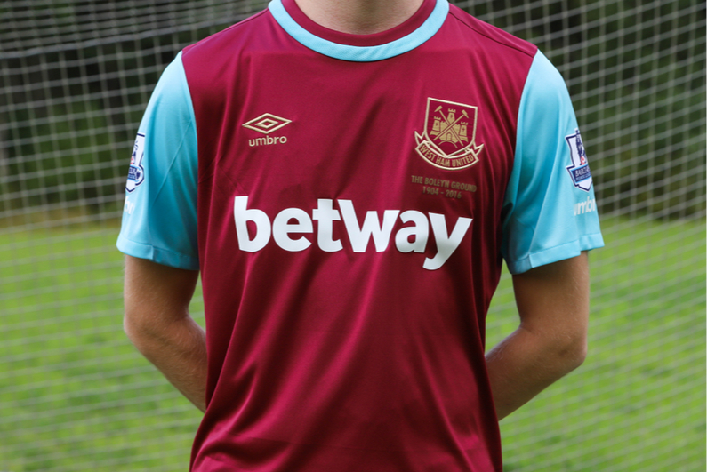 West Ham United shirt with betway logo