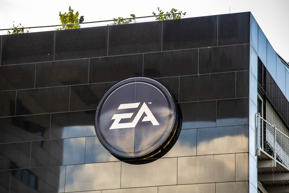 EA logo on building facade