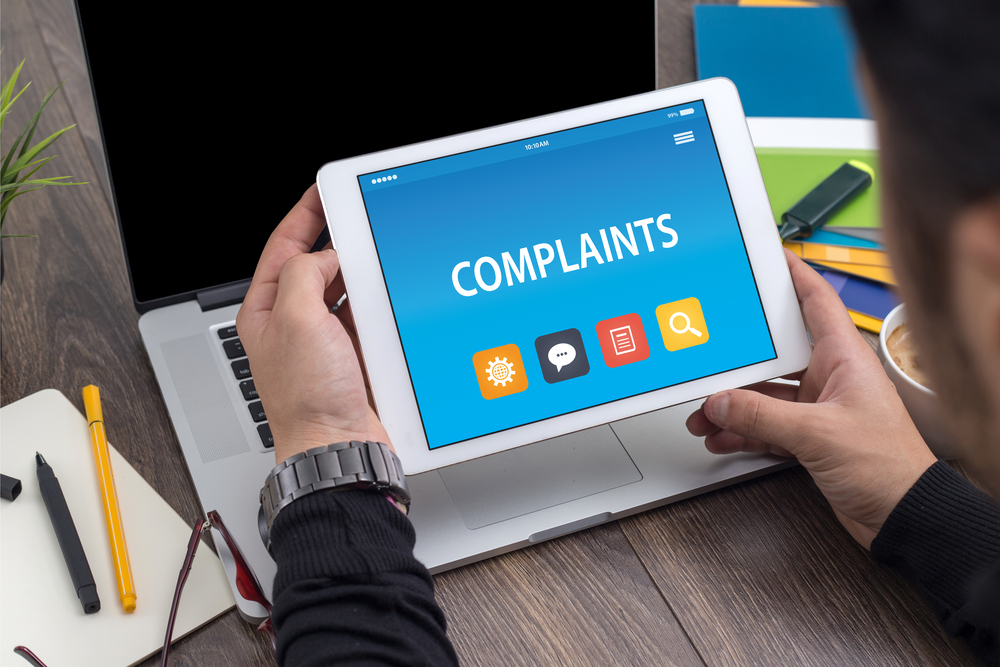 complaints screen on tablet