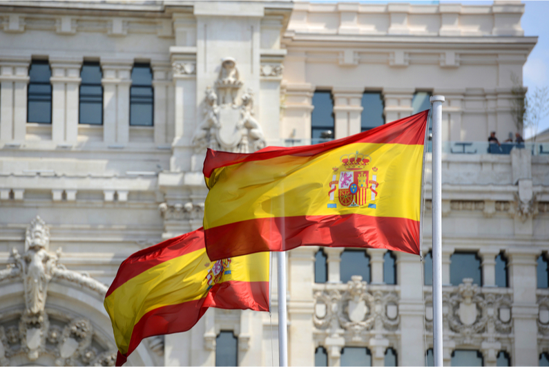 Spanish flags waving