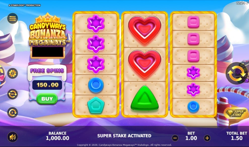 CandyWays Bonanza Megaways slot reels by StakeLogic