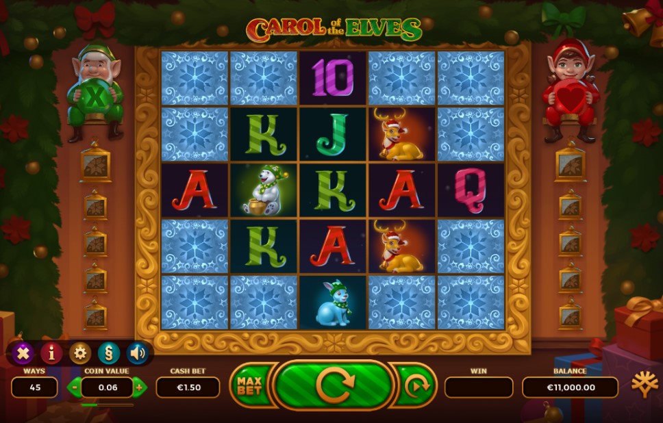 Carol of the Elves slot reels by Yggdrasil Gaming