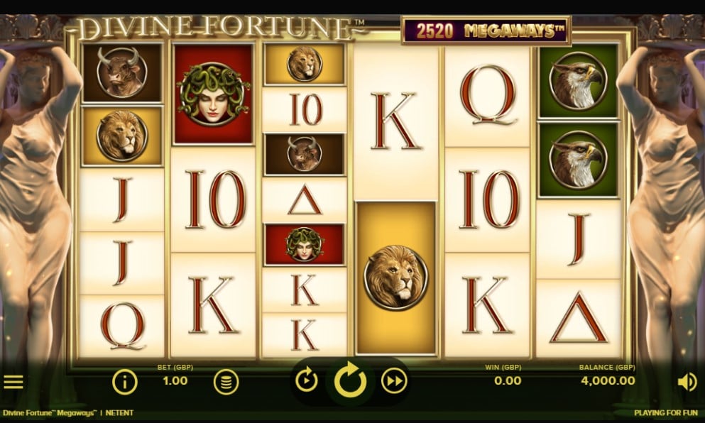 Divine Fortune Megaways slot reels by NetEnt