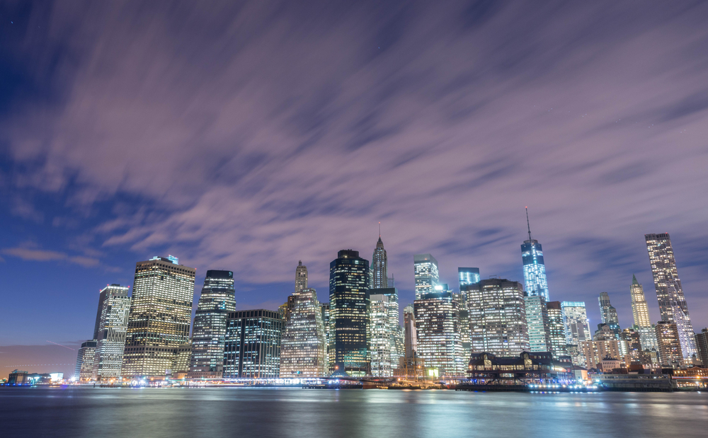 skyline of lower Manhattan in New York