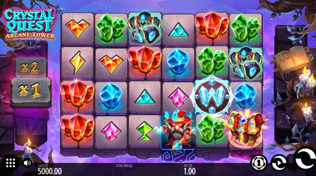 Crystal Quest: Arcane Tower slot reels by Thunderkick