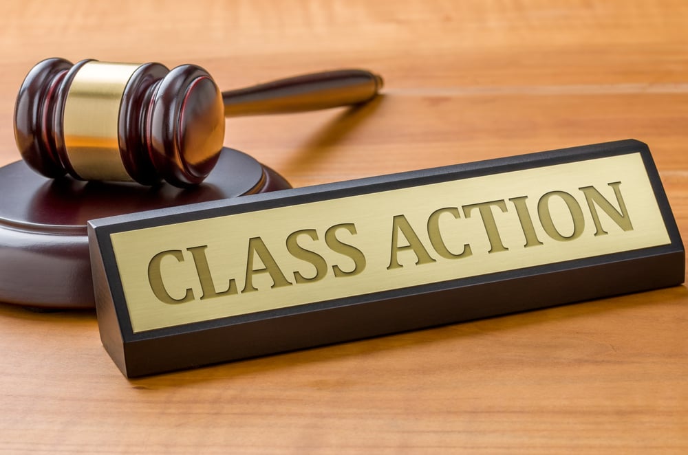 class action plate and judge's gavel