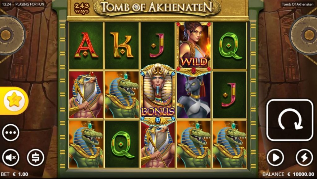 Tomb of Akhenaten slot reels by Nolimit City