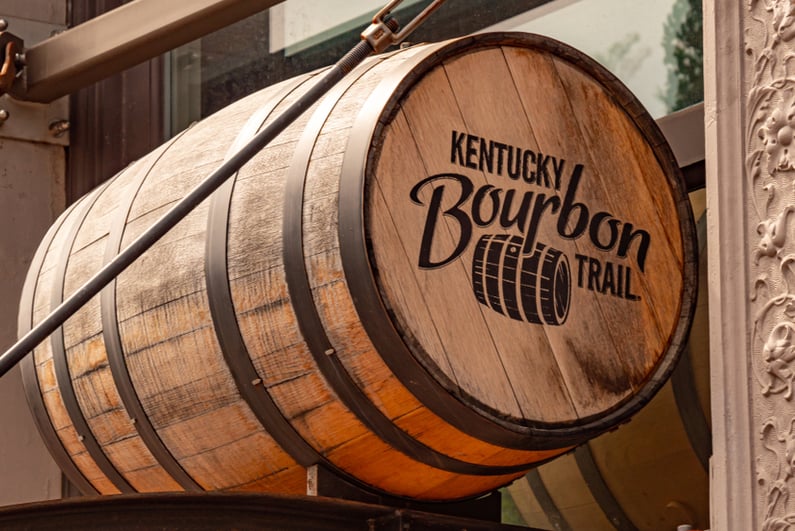 Barrel labeled "Kentucky Bourbon Trail"