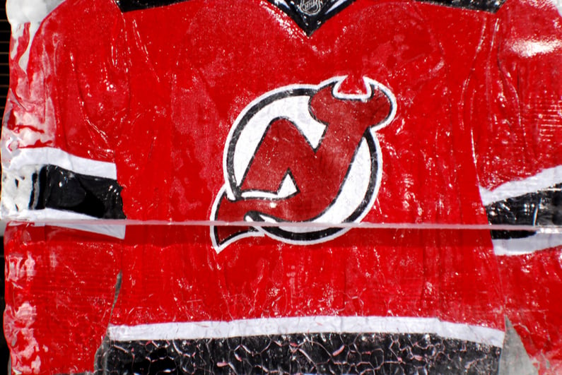 New Jersey Devils jersey in a block of ice