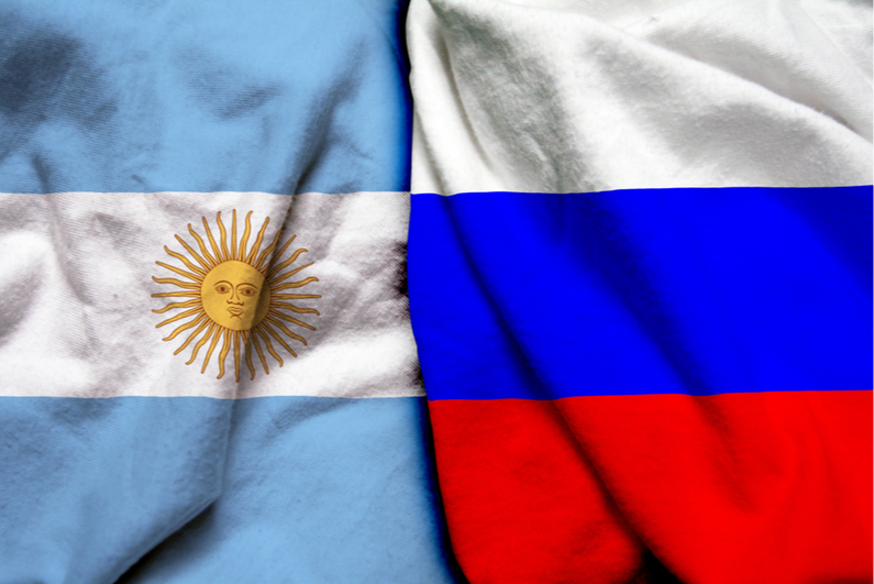 Russia and Argentina flags together