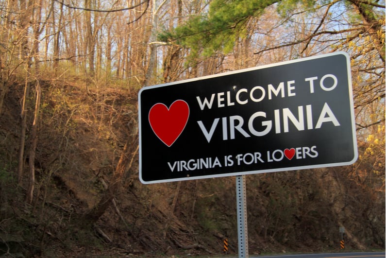 Welcome to Virginia road sign
