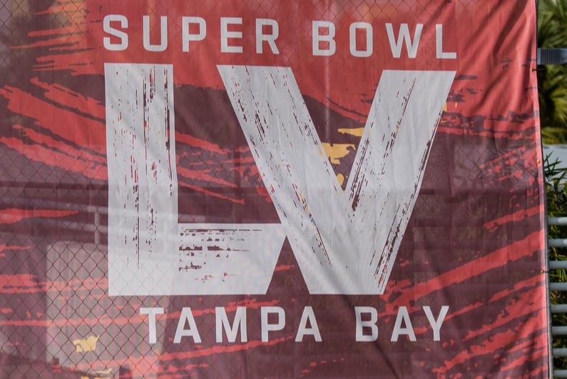 Super Bowl banner downtown Tampa