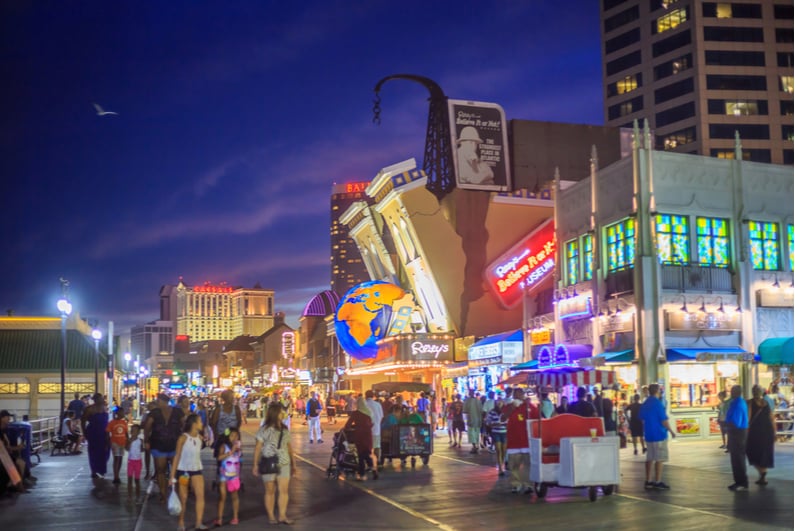 Atlantic City boardwalk at night