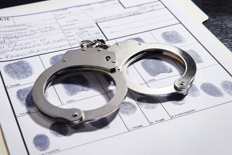 Handcuffs on top of a fingerprints file