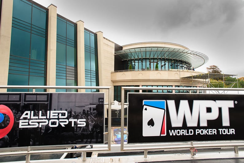 WPT and Allied Esports banners outside of an arena