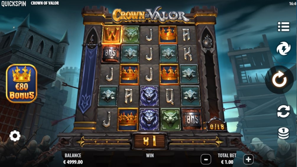 Crown of Valor slot reels by Quickspin