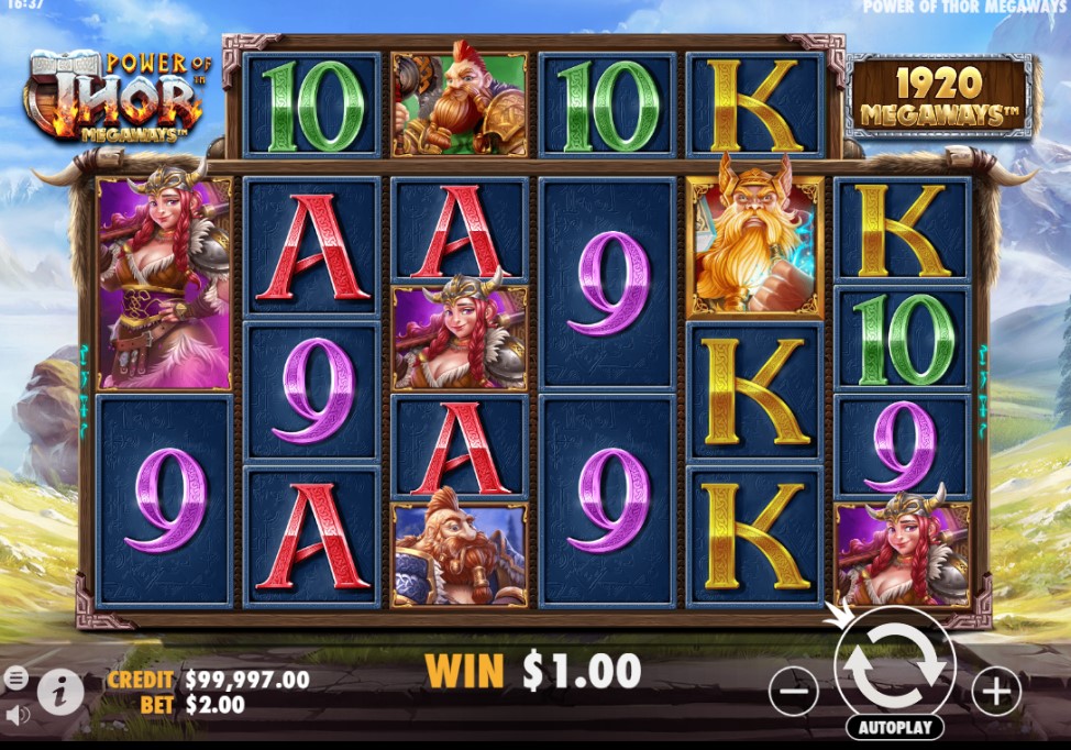 Power of Thor Megaways slot reels by Pragmatic Play