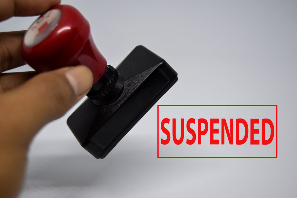 suspended stamp in red