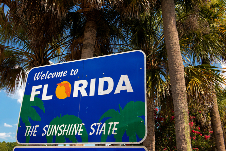 Welcome to Florida road sign