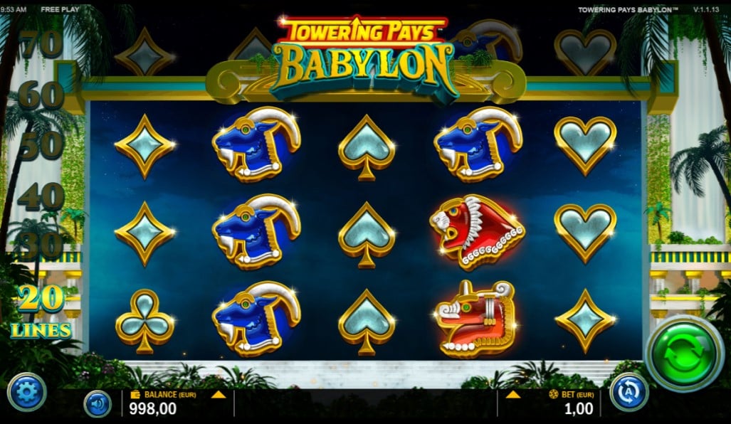 Towering Pays Babylon online slot reels by Games Inc.