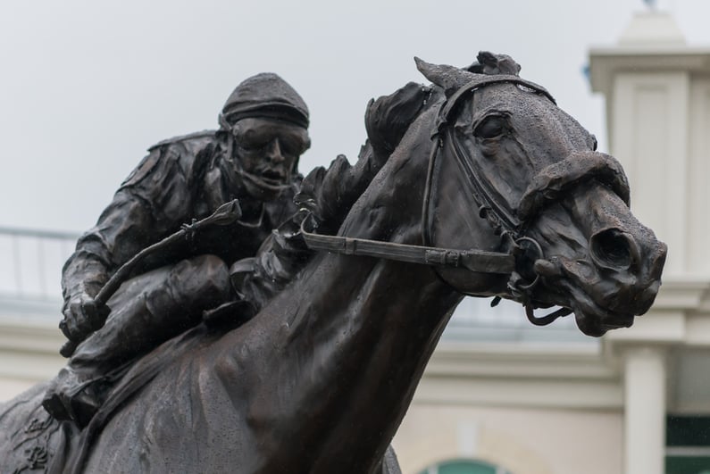 Closeup of Barbaro statue at Churchill Downs