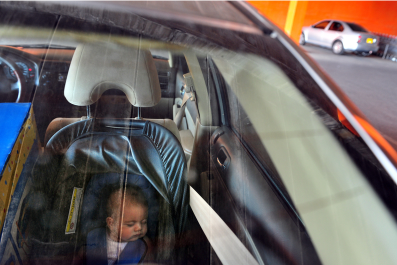 Baby by himself in a car