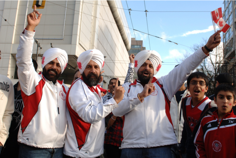 Canadian sports fans celebrating