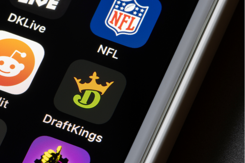 DraftKings app icon on a smartphone