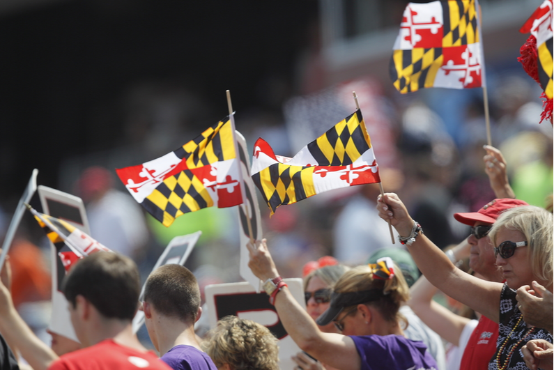 Fans waving Maryland flags