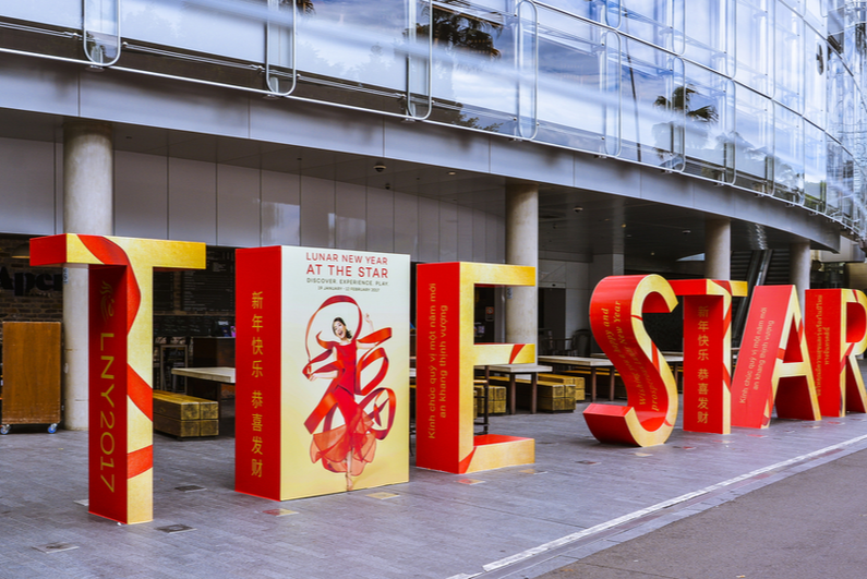 Large 3D "THE STAR" outside The Star Sydney casino