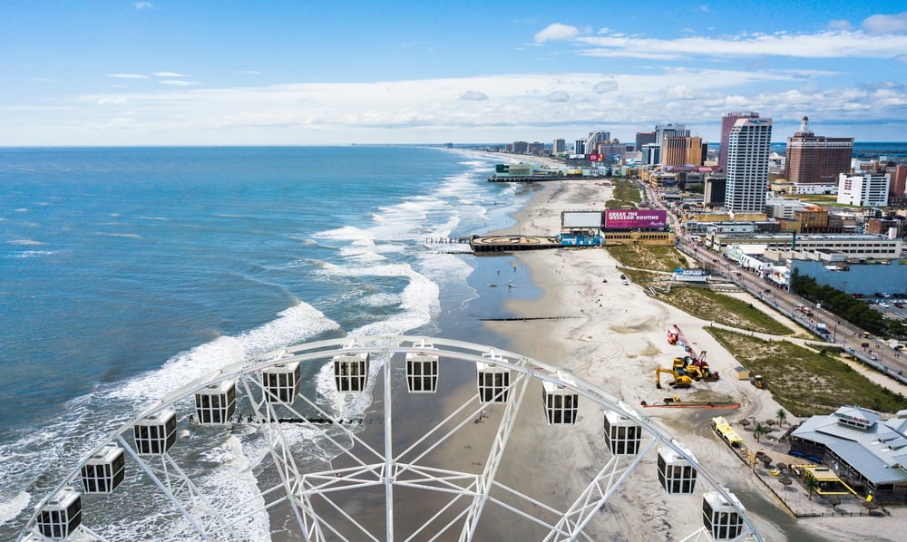 Sky and coastline of Atlantic City, New Jersey