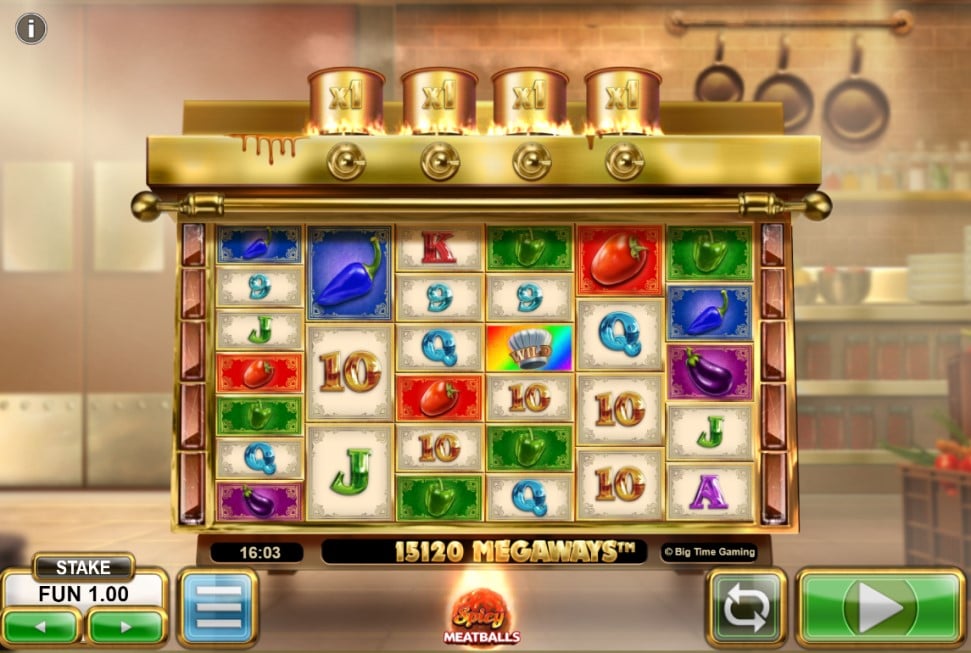 Spicy Meatballs slot reels by Big Time Gaming