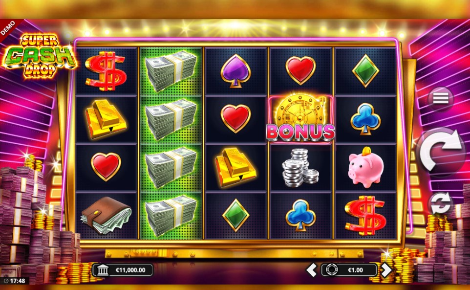 Super Cash Drop slot reels by Bang Bang Games