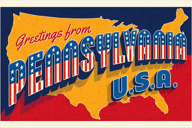 Greeting from Pennsylvania - postcard-style graphic