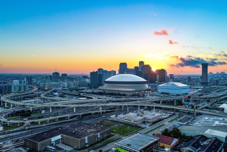 Superdome and downtown New Orleans