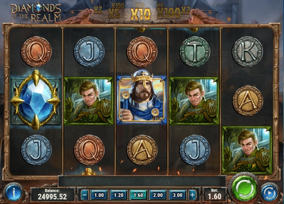 Diamonds of the Realm slot reels by Play'n GO