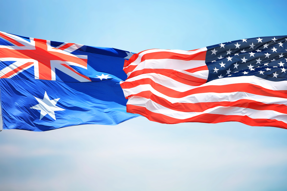 flags of Australia and the US