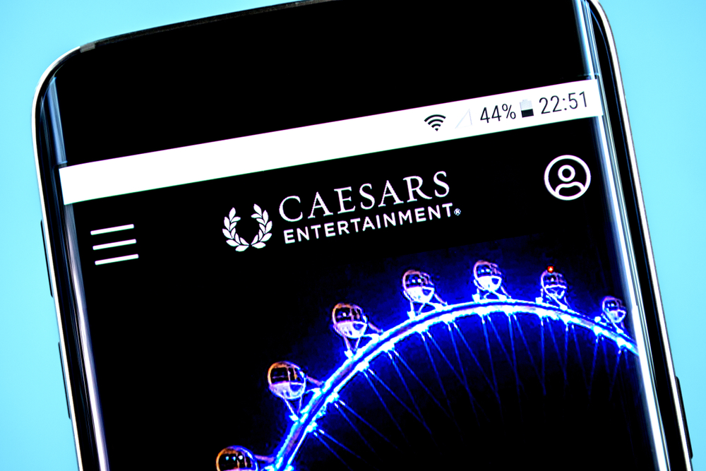 Caesars Entertainment website on smartphone