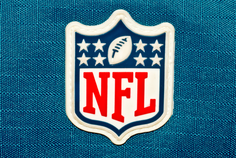 NFL logo patch on blue fabric