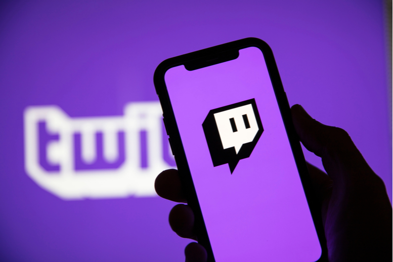 Twitch logo on a smartphone