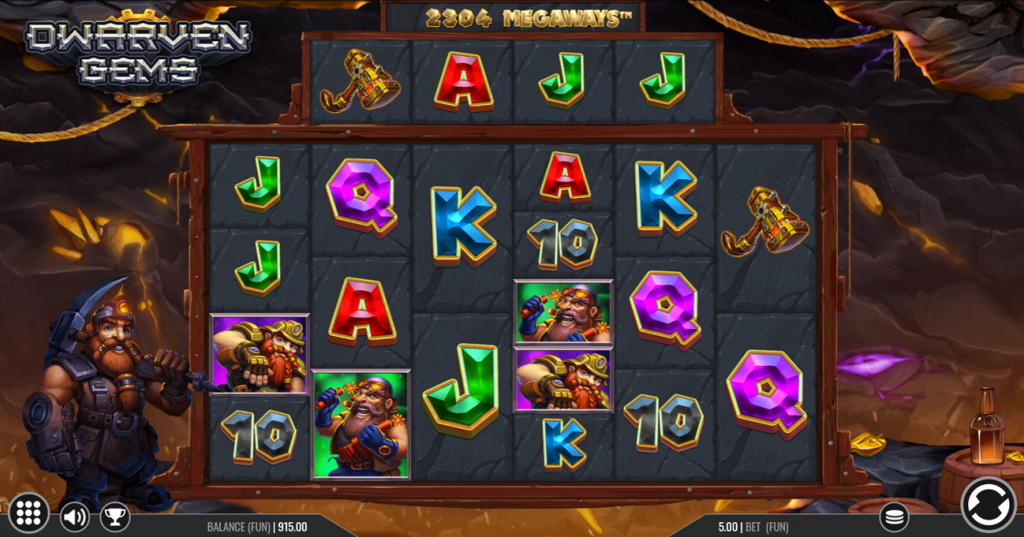 Gulungan slot Dwarven Gems oleh Iron Dog Studio