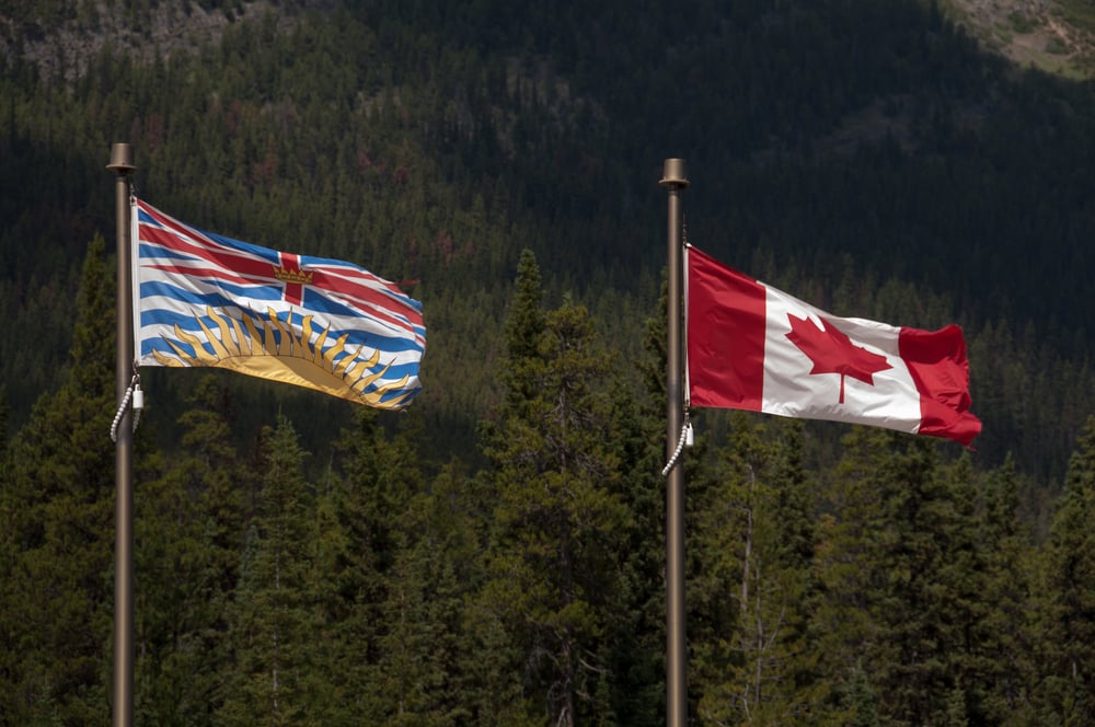 British Columbia and Canada flags