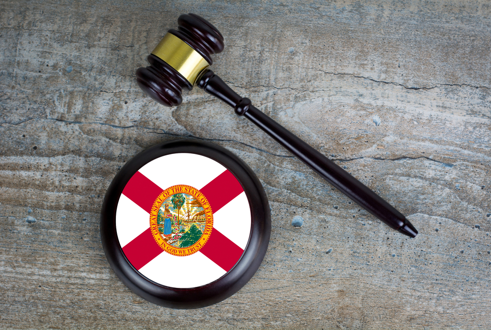 Wooden gavel with Florida flag