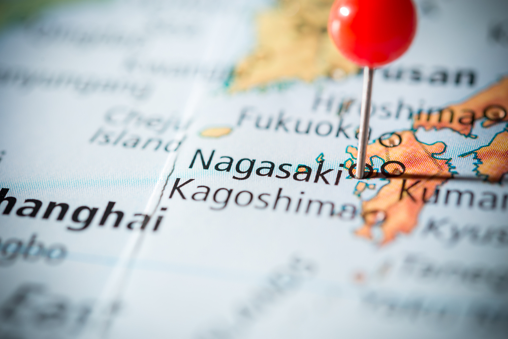 Nagasaki map with pin