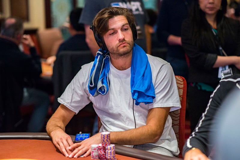 American professional poker player Joe Serock at a poker table