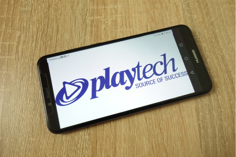 Playtech logo on a smartphone