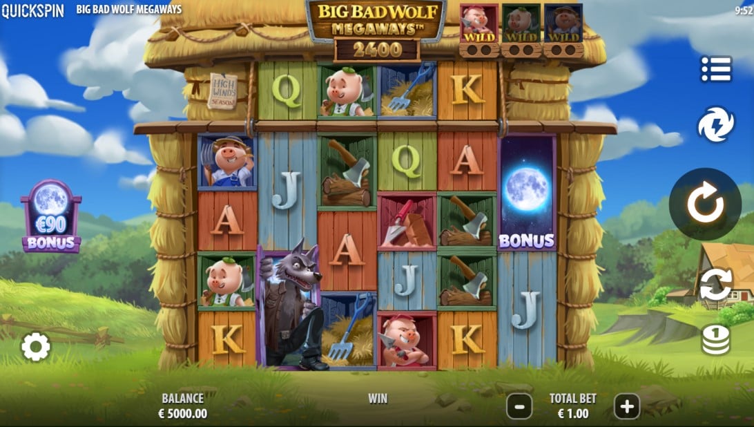 Gulungan slot Big Bad Wolf Megaways oleh Quickspin