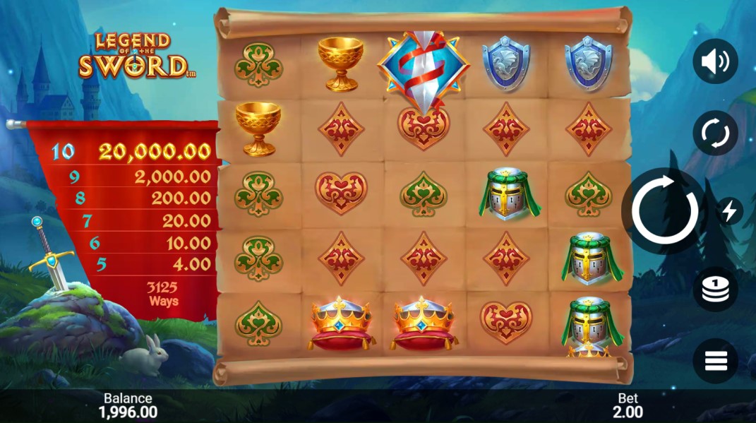 Legend of the Sword slot reels by Snowborn Games